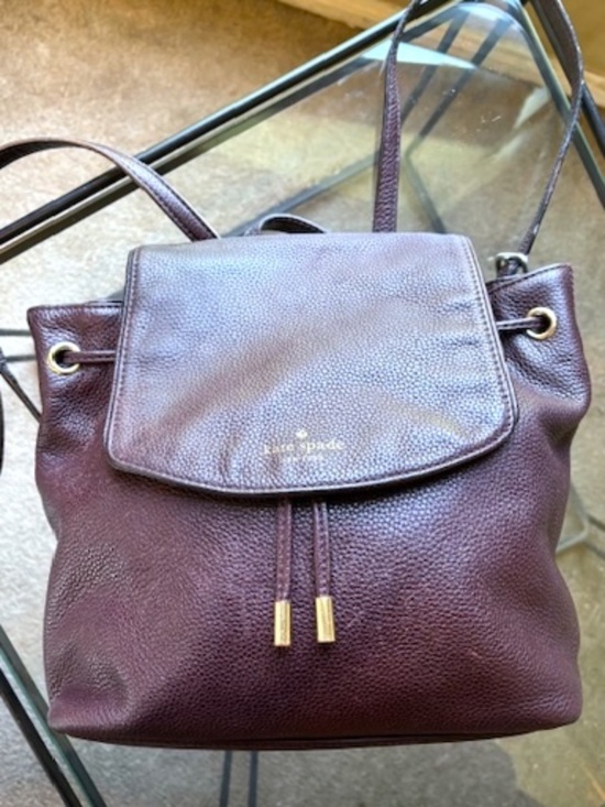 KATE SPADE Breezy Mulberry Pebble Leather Drawstring Mini-Backpack EUC/sz O/S main image 4
